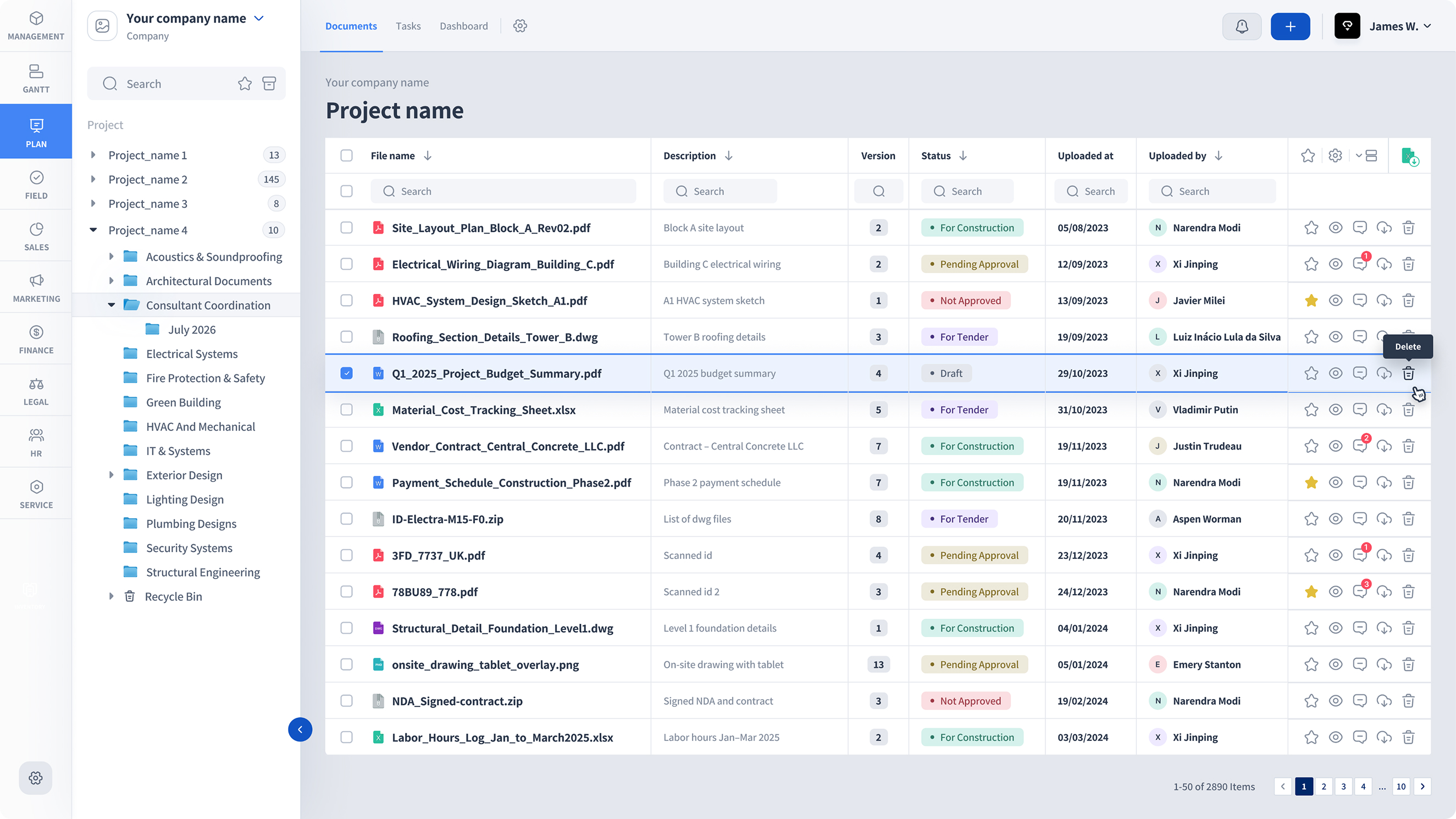 Preview of a VPlans construction management module