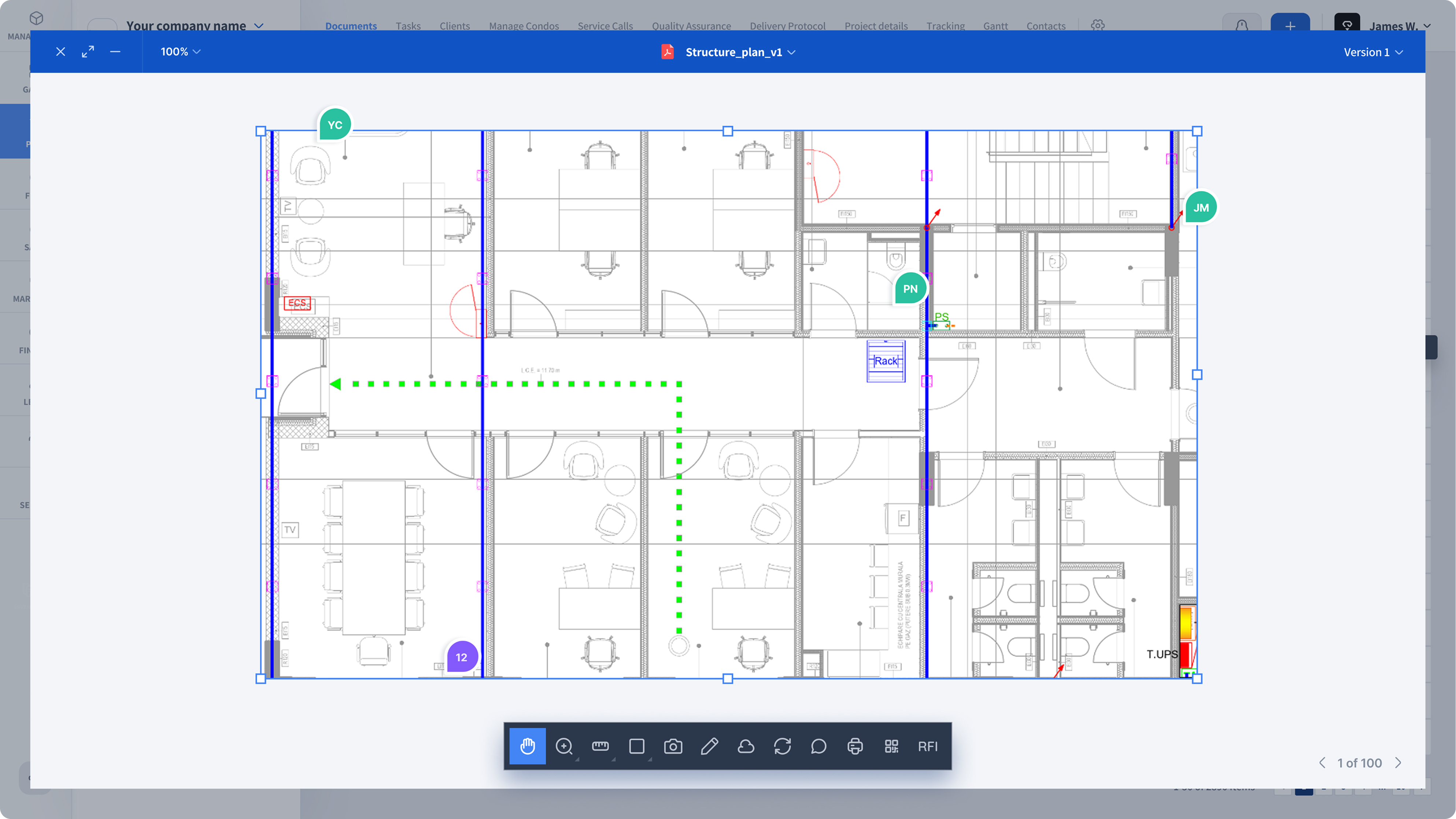Preview of a VPlans construction management module