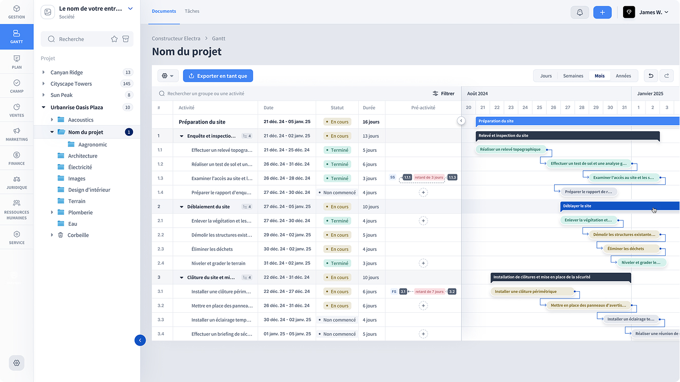 Aperçu d’un module VPlans de gestion de la construction