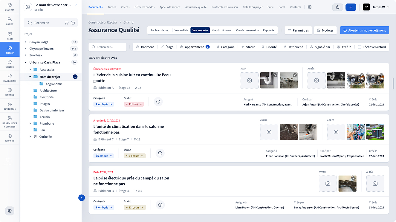 Aperçu d’un module VPlans de gestion de la construction