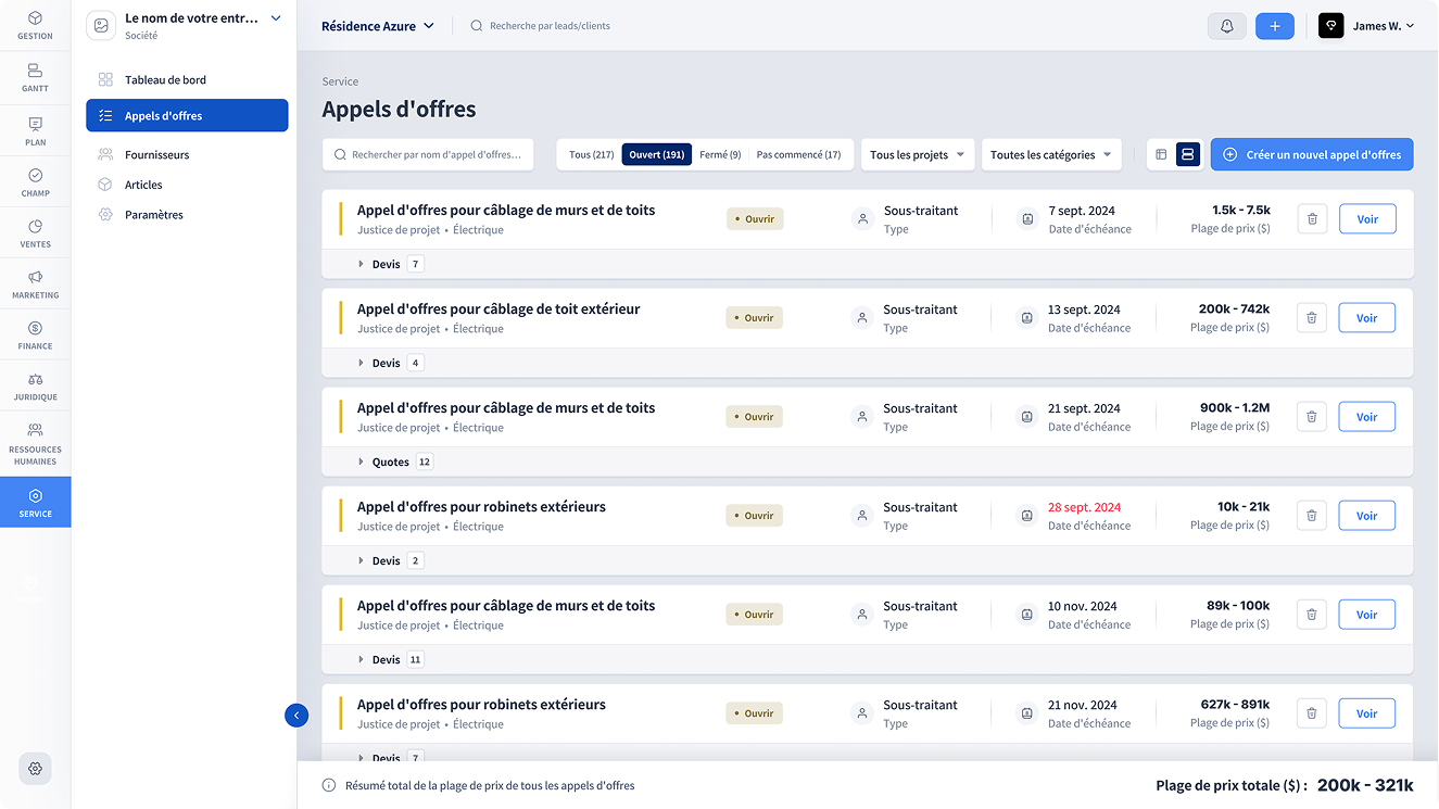 Aperçu d’un module VPlans de gestion de la construction