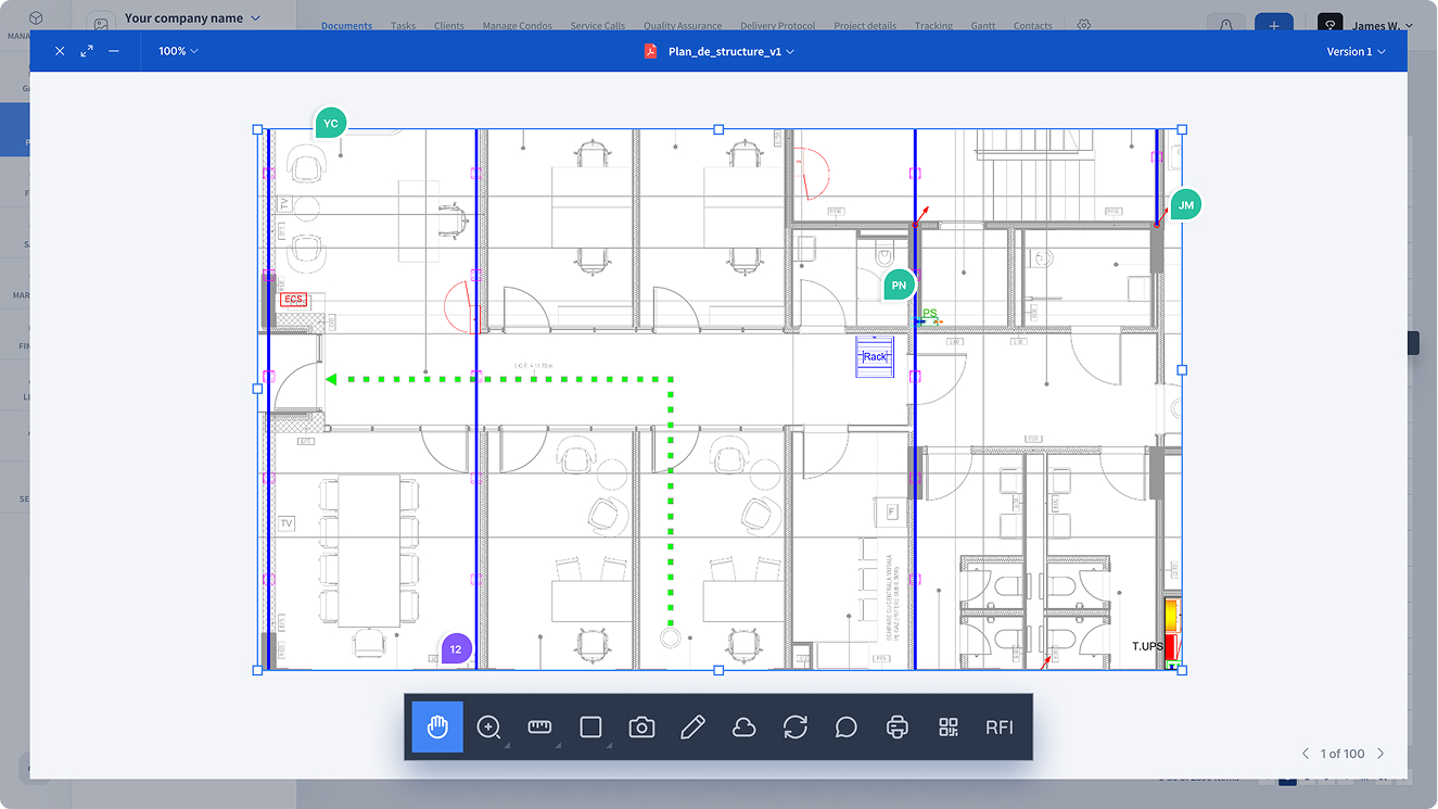 Aperçu d’un module VPlans de gestion de la construction